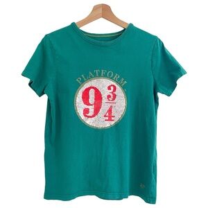 Mini Boden Harry Potter Limited Edition Platform 9 3/4 Sequin Shirt, green